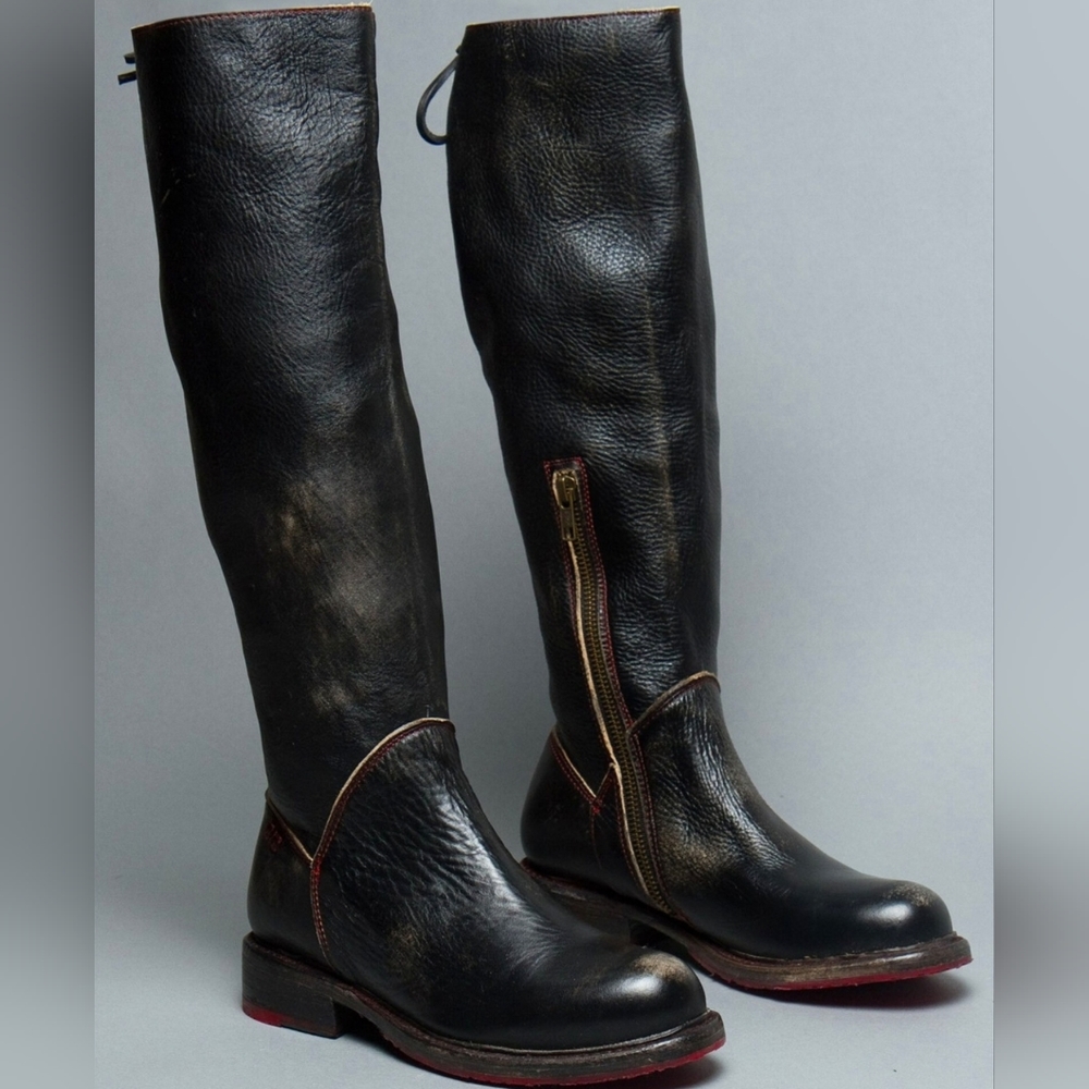 BED STU Womens Manchester Black Leather Riding Boots Size 9.5